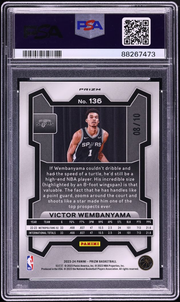 2023 Panini Prizm Gold Shimmer FOTL Victor Wembanyama ROOKIE /10 #136 PSA 10 GEM MINT