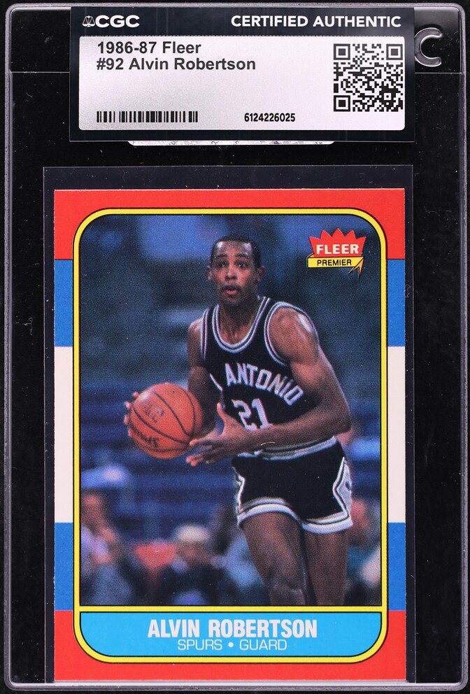 1986 Fleer Basketball Alvin Robertson ROOKIE #92 CGC AUTH