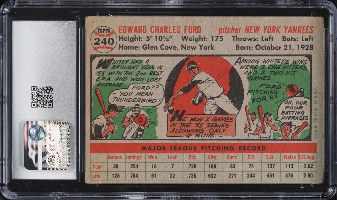 1956 Topps Whitey Ford #240 CGC 3 VG