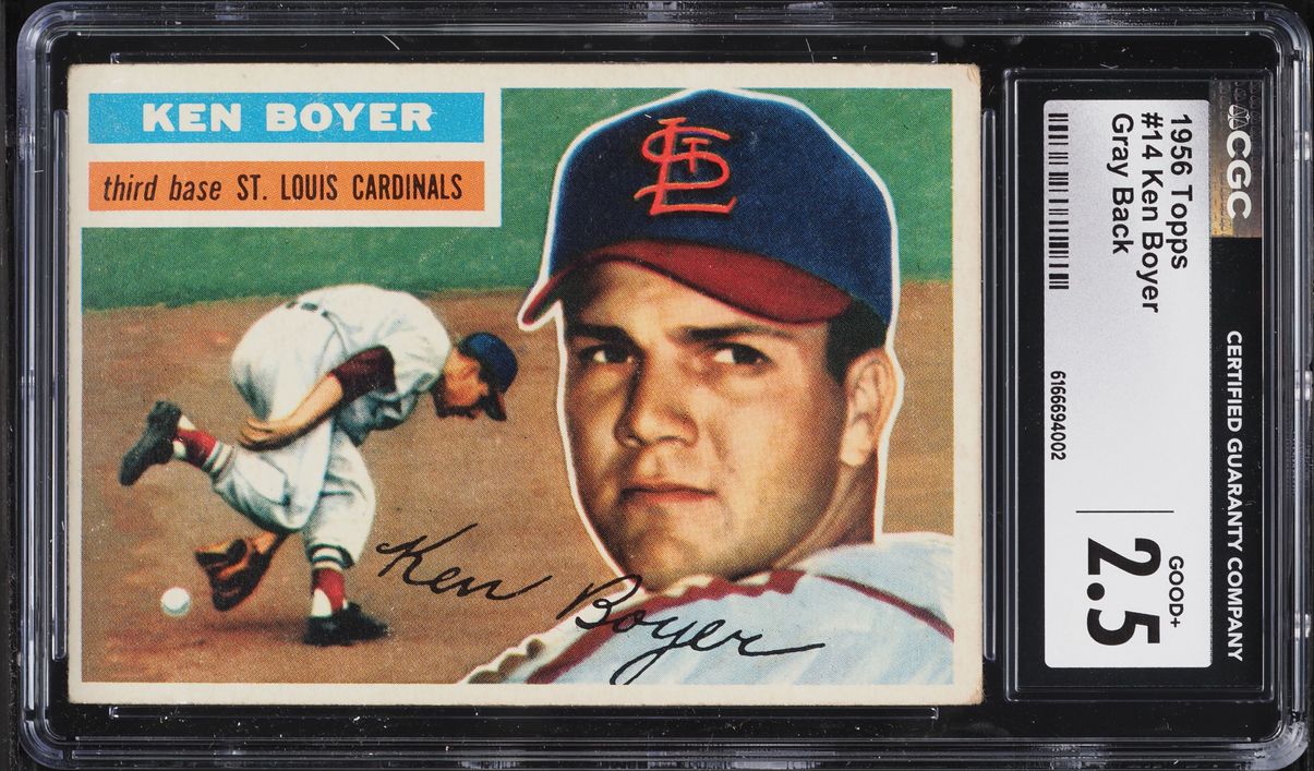 1956 Topps Ken Boyer GRAY BACK #14 CGC 2.5 GD+
