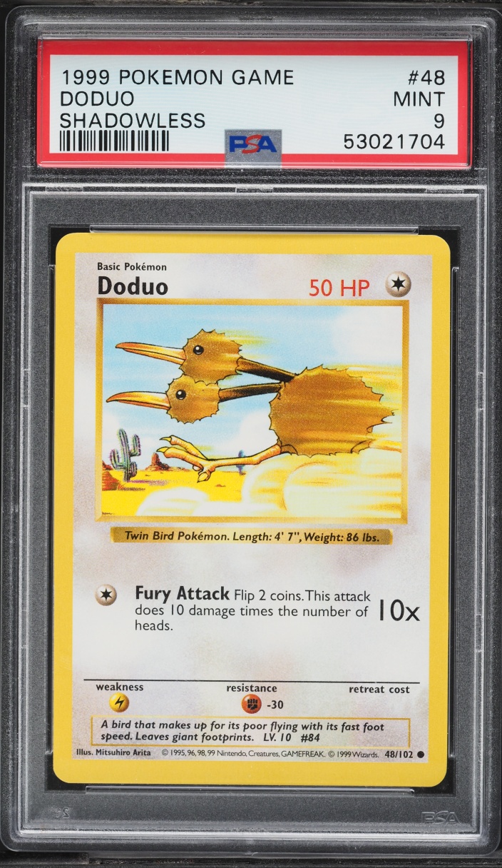 1999 Pokemon Base Set Shadowless Doduo #48 PSA 9 MINT