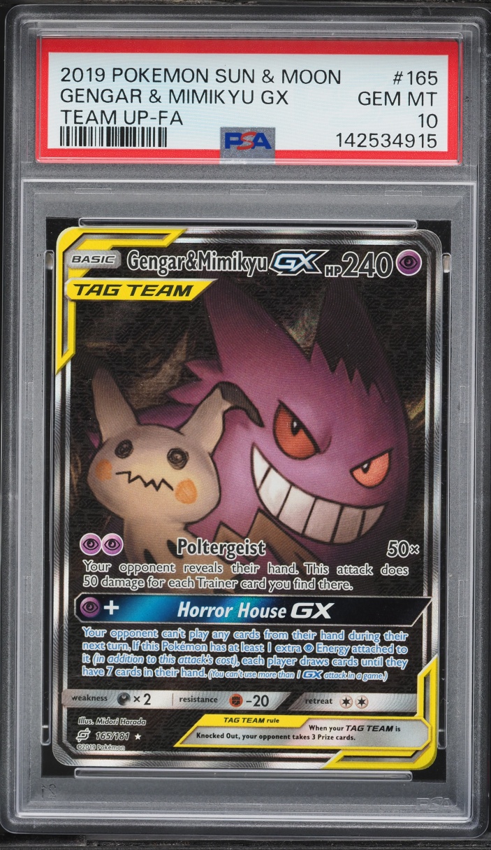 2019 Pokemon Sun & Moon Team Up Alt Art Gengar & Mimikyu GX #165 PSA 10 GEM MINT