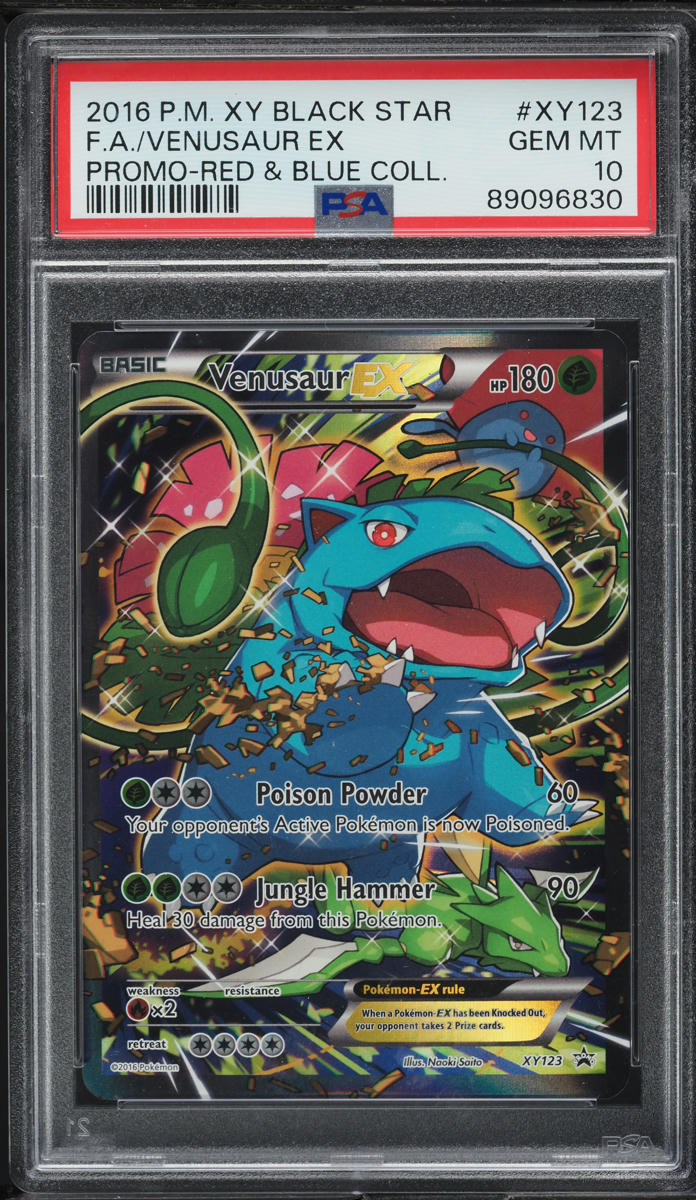 2016 Pokemon XY Black Star Promo Red & Blue Full Art Venusaur EX #XY123 PSA 10