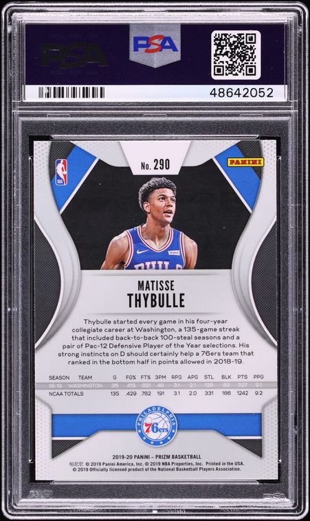 2019 Panini Prizm Matisse Thybulle ROOKIE #290 PSA 10 GEM MINT