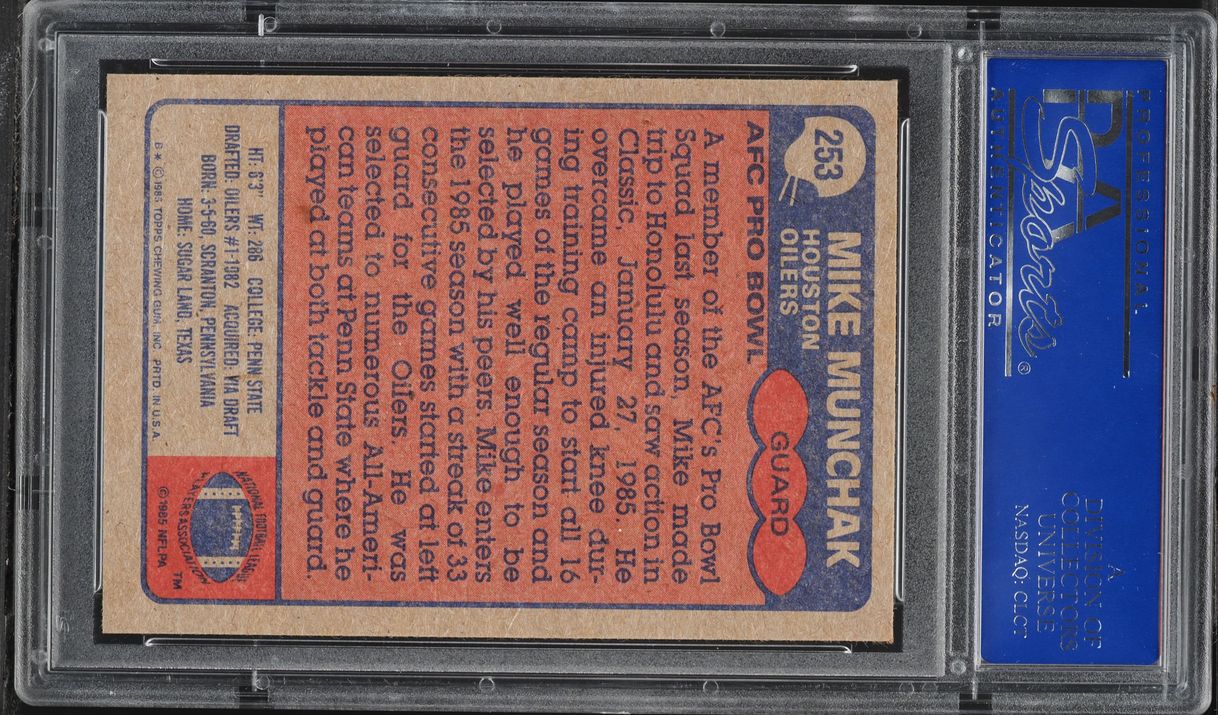 1985 Topps Football Mike Munchak ROOKIE #253 PSA 9 MINT