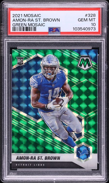 2021 Panini Mosaic Green Amon-Ra St. Brown ROOKIE #328 PSA 10 GEM MINT