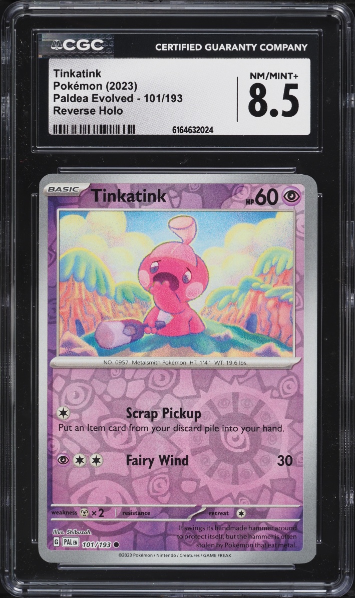 2023 Pokemon Scarlet & Violet Paldea Evolved Reverse Holo Tinkatink #101 CGC 8.5 NM-MT+