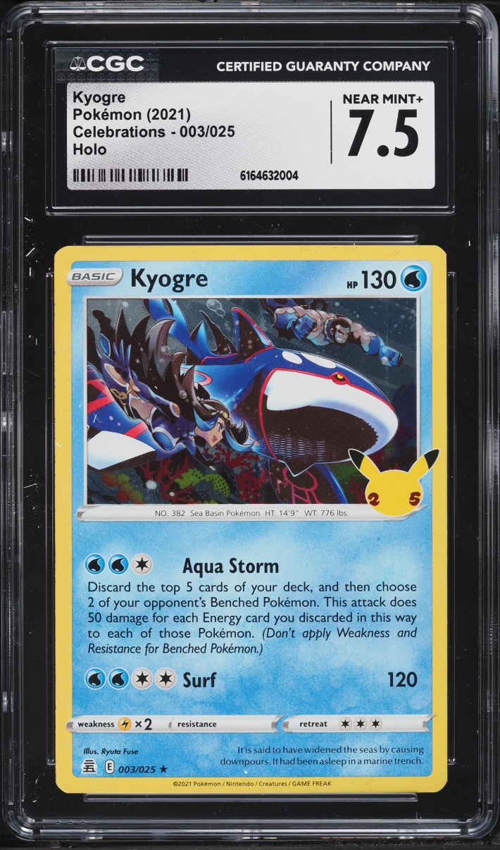 2021 Pokemon Sword & Shield Celebrations Holo Kyogre #3 CGC 7.5 NRMT+