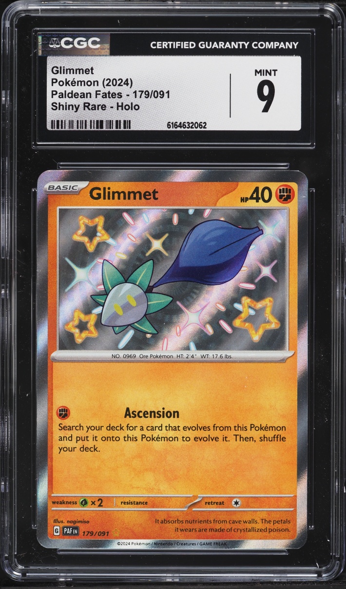 2024 Pokemon Scarlet & Violet Paldean Fates Shiny Glimmet #179 CGC 9 MINT