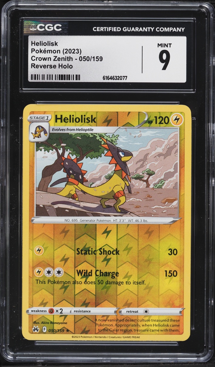 2023 Pokemon Sword & Shield Crown Zenith Reverse Holo Heliolisk #50 CGC 9 MINT