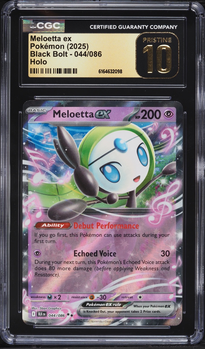 2025 Pokemon Scarlet & Violet Black Bolt Holo Meloetta ex #44 CGC 10 PRISTINE
