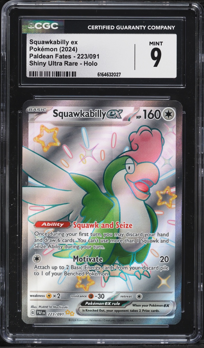 2024 Pokemon Scarlet & Violet Paldean Fates Full Art Squawkabilly ex #223 CGC 9 MINT