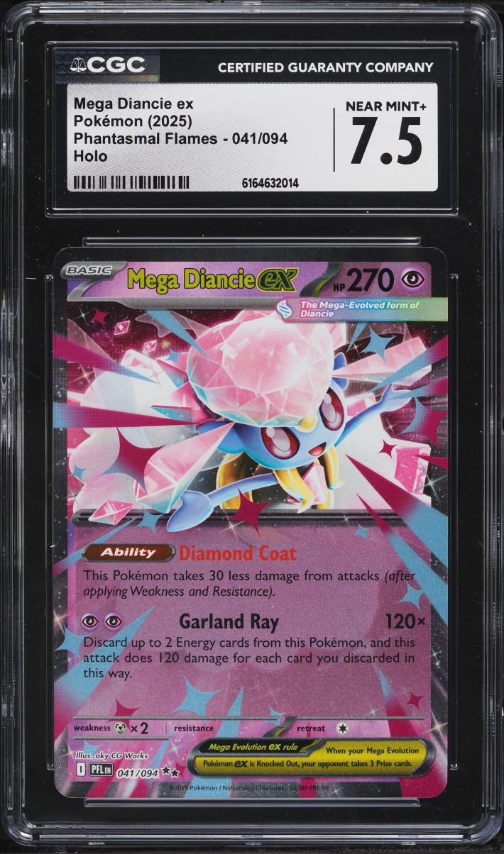 2025 Pokemon Mega Evolution Phantasmal Flames Holo Mega Diancie EX #41 CGC 7.5 NRMT+