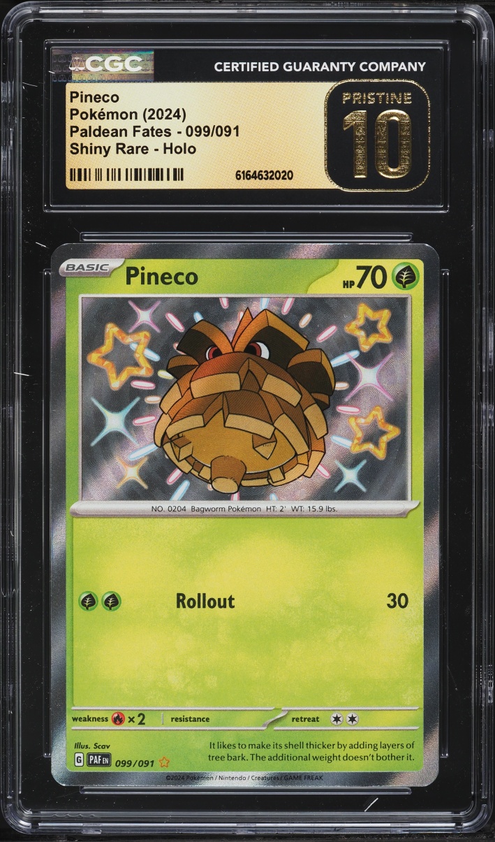 2024 Pokemon Scarlet & Violet Paldean Fates Shiny Pineco #99 CGC 10 PRISTINE