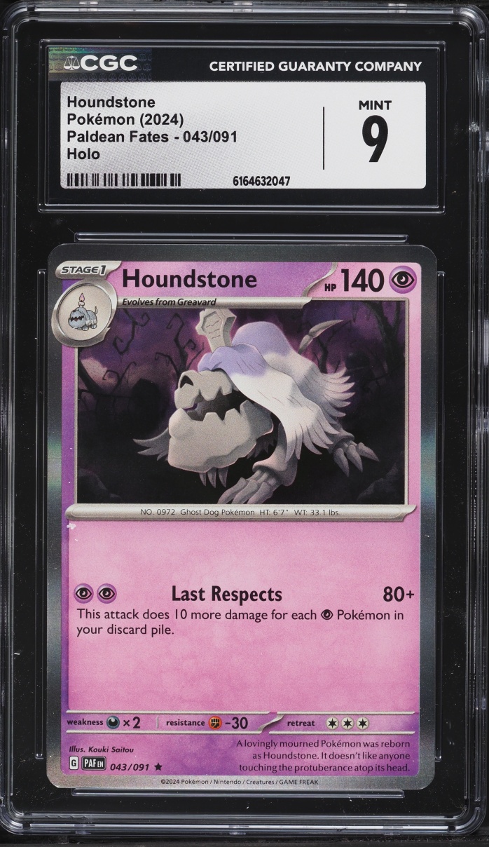 2024 Pokemon Scarlet & Violet Paldean Fates Holo Houndstone #043 CGC 9 MINT