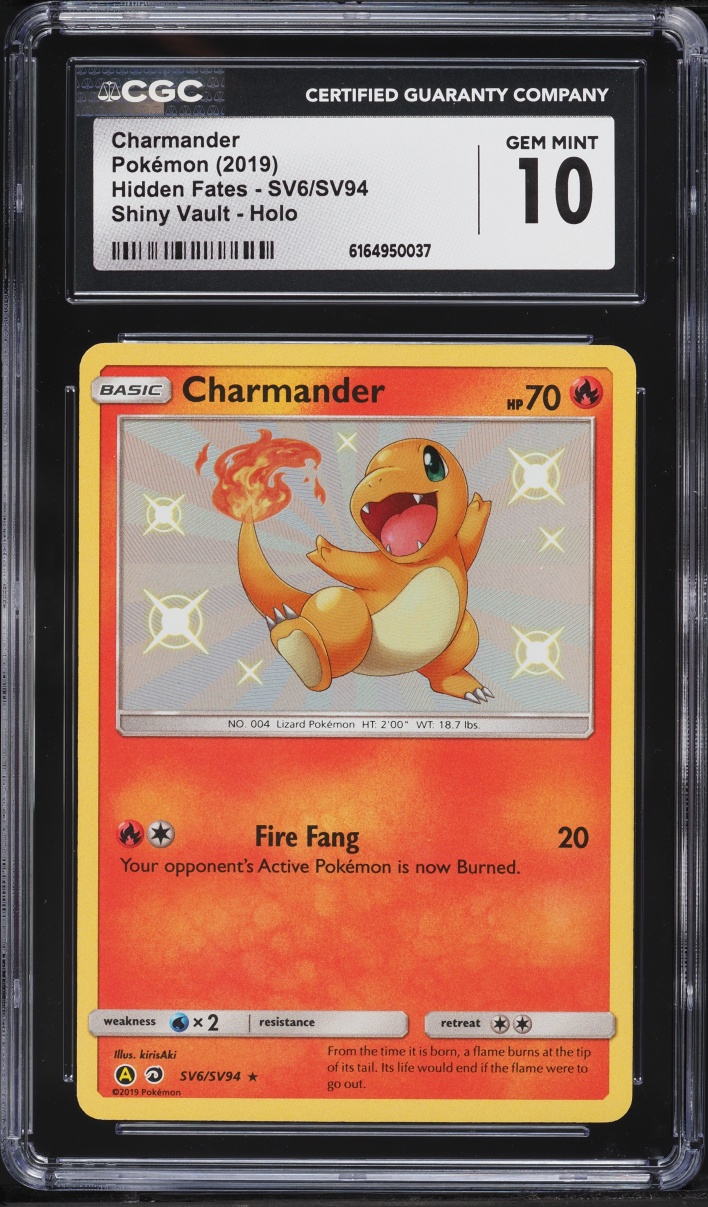 2019 Pokemon Sun & Moon Hidden Fates Shiny Charmander #SV6 CGC 10 GEM MINT