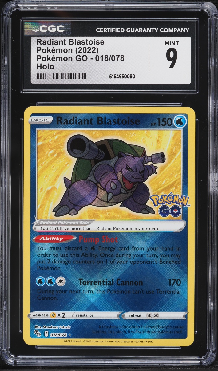 2022 Pokemon Sword & Shield Pokemon GO Holo Radiant Blastoise #18 CGC 9 MINT