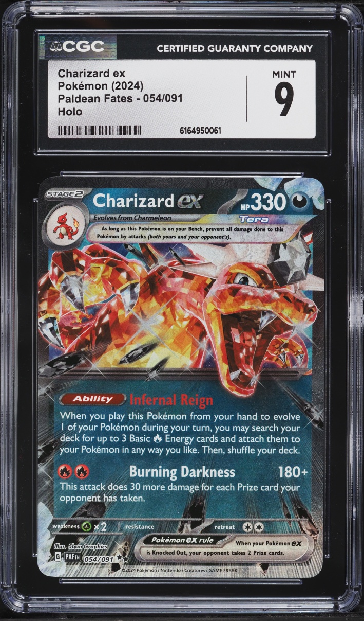 2024 Pokemon Scarlet & Violet Paldean Fates Holo Charizard Ex #54 CGC 9 MINT
