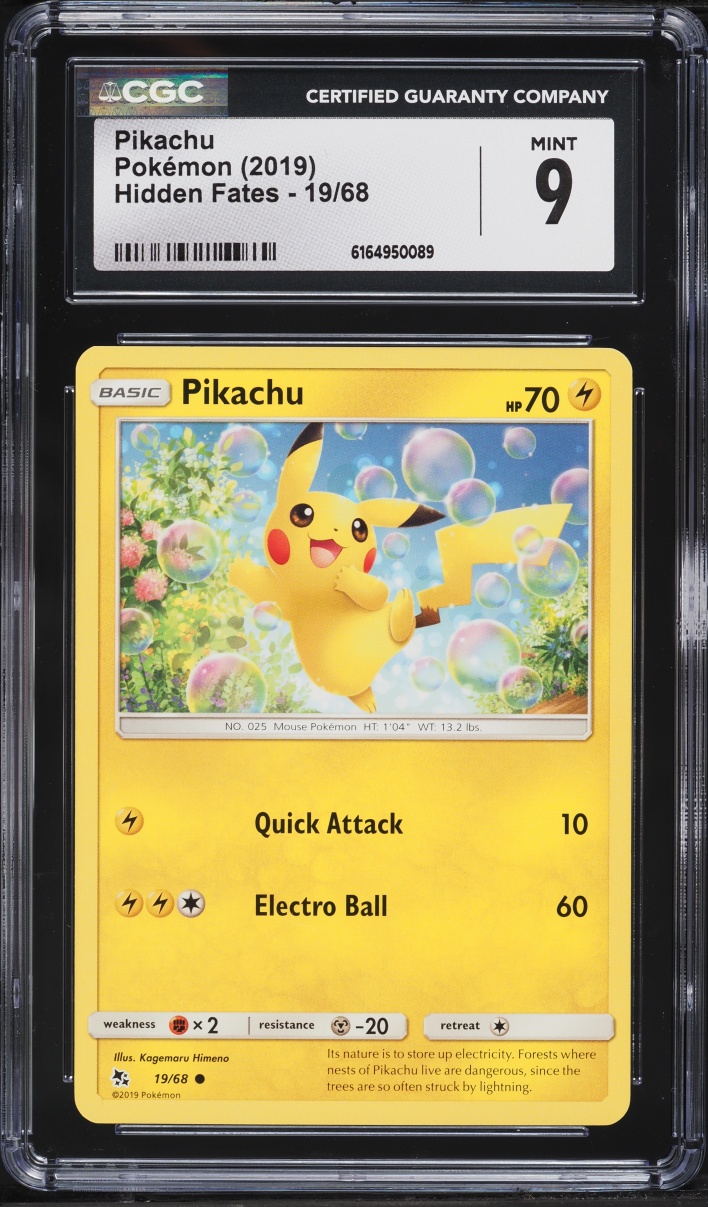 2019 Pokemon Sun & Moon Hidden Fates Pikachu #19 CGC 9 MINT
