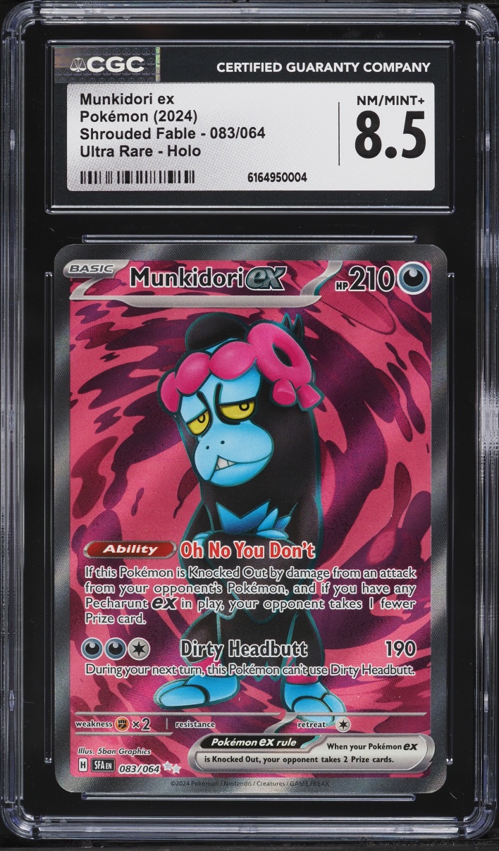 2024 Pokemon Scarlet & Violet Shrouded Fable Full Art Munkidori ex #83 CGC 8.5 NM-MT+