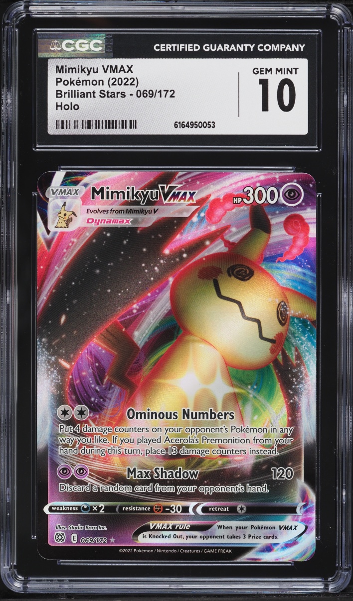 2022 Pokemon Sword & Shield Brilliant Stars Full Art Mimikyu VMAX #69 CGC 10 GEM MINT