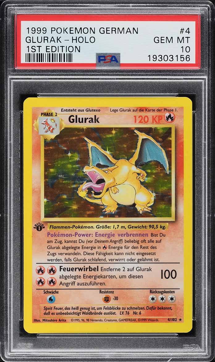 1999 Pokemon German 1st Edition Holo Charizard Glurak #4 PSA 10 GEM MINT