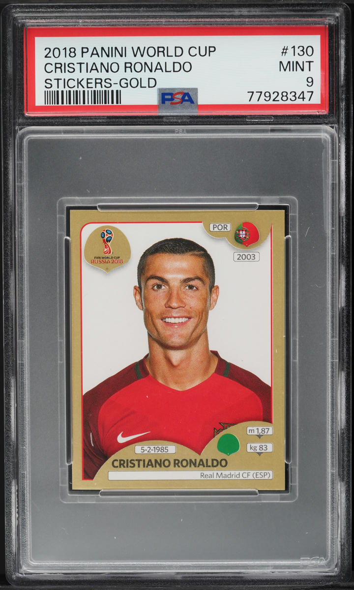 2018 Panini World Cup Stickers Gold Cristiano Ronaldo #130 PSA 9 MINT