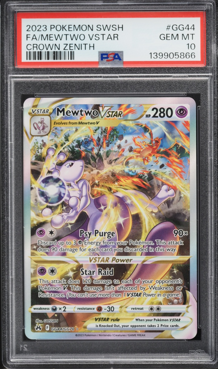 2023 Pokemon Sword & Shield Crown Zenith Galarian Gallery Full Art Mewtwo VSTAR #GG44 PSA 10