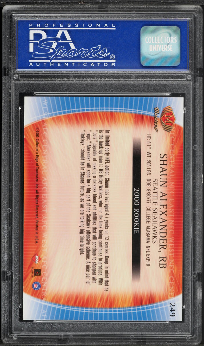2000 Collector's Edge Masters Retail Shaun Alexander ROOKIE #249 PSA 9 MINT