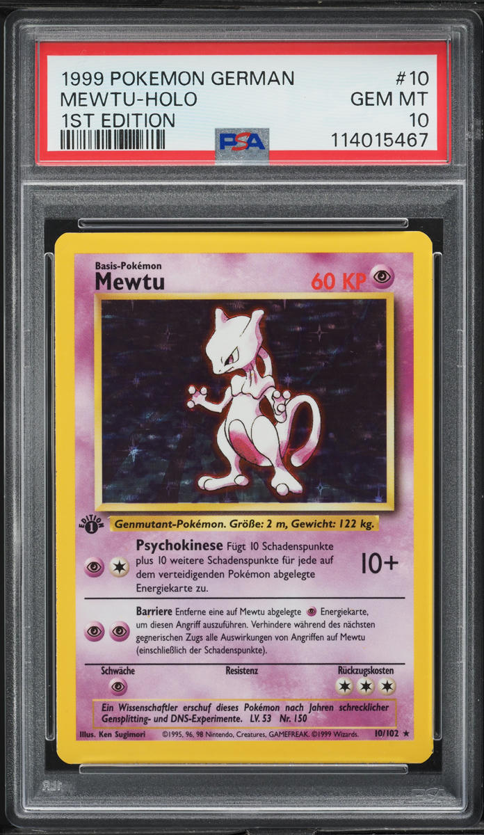 1999 Pokemon German Base Set 1st Edition Holo Mewtwo #10 PSA 10 GEM MINT