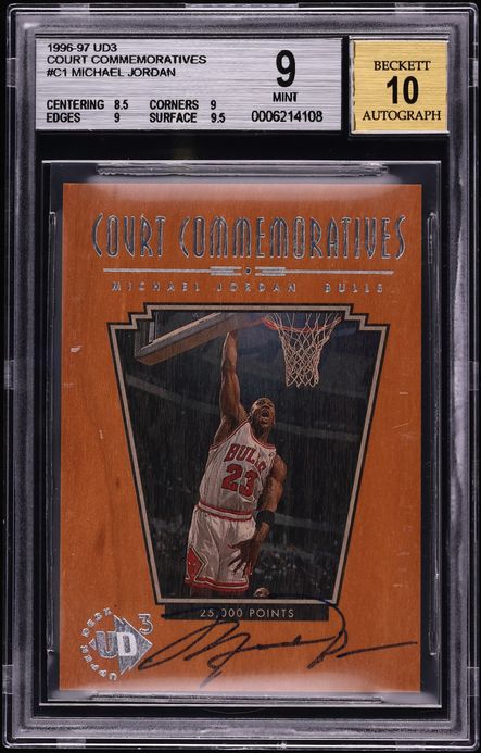 1996 Upper Deck UD3 Court Commemorative Michael Jordan AUTO #C1 BGS 9 MINT