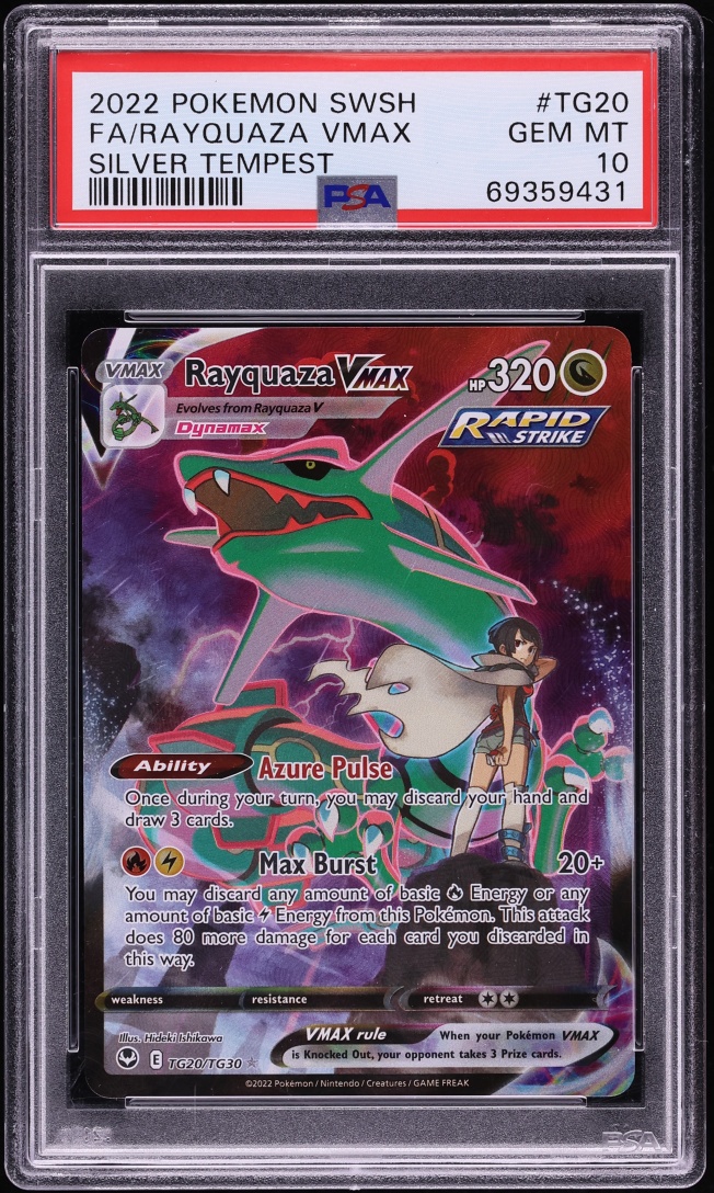 2022 Pokemon Sword & Shield Silver Tempest CHR Rayquaza VMAX #TG20 PSA 10 GEM MINT