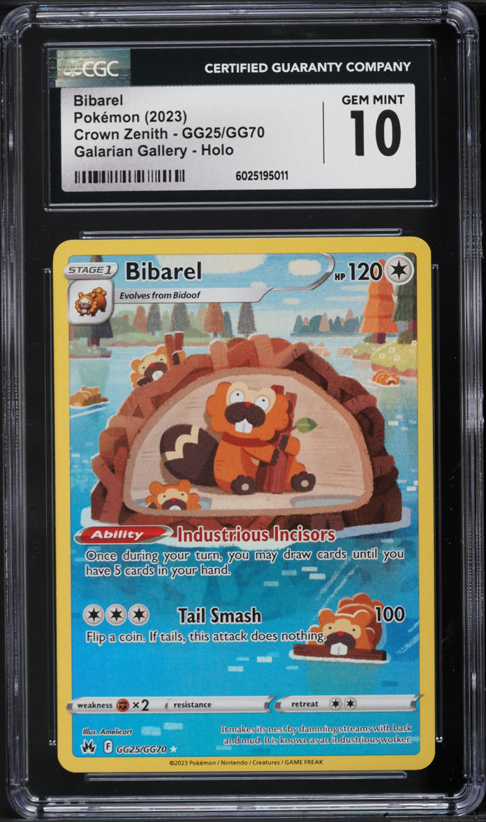 2023 Pokemon Sword & Shield Crown Zenith Full Art Bibarel #GG25 CGC 10 GEM MINT - Main Image