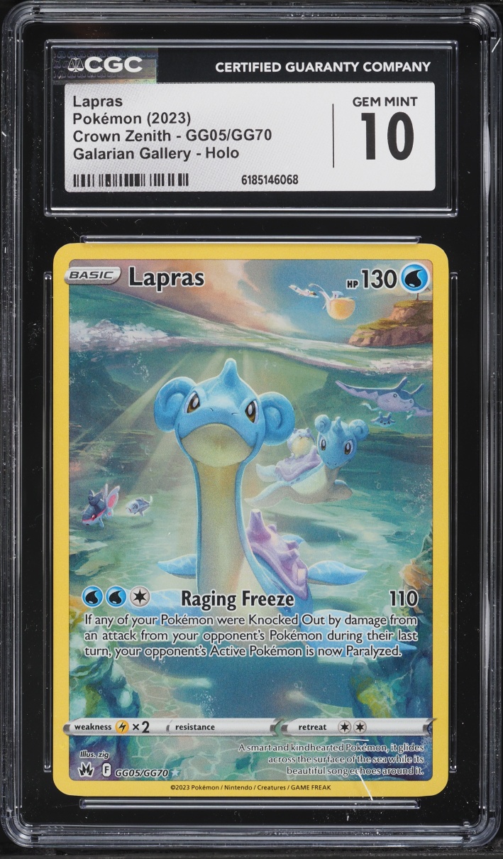 2023 #Gg05 CGC 10 Pokemon Sword & Shield Crown Zenith Galarian Gallery Full Art Lapras