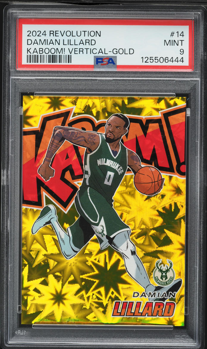 2024 Panini Revolution Kaboom Vertical Gold Damian Lillard /10 #14 PSA 9 MINT