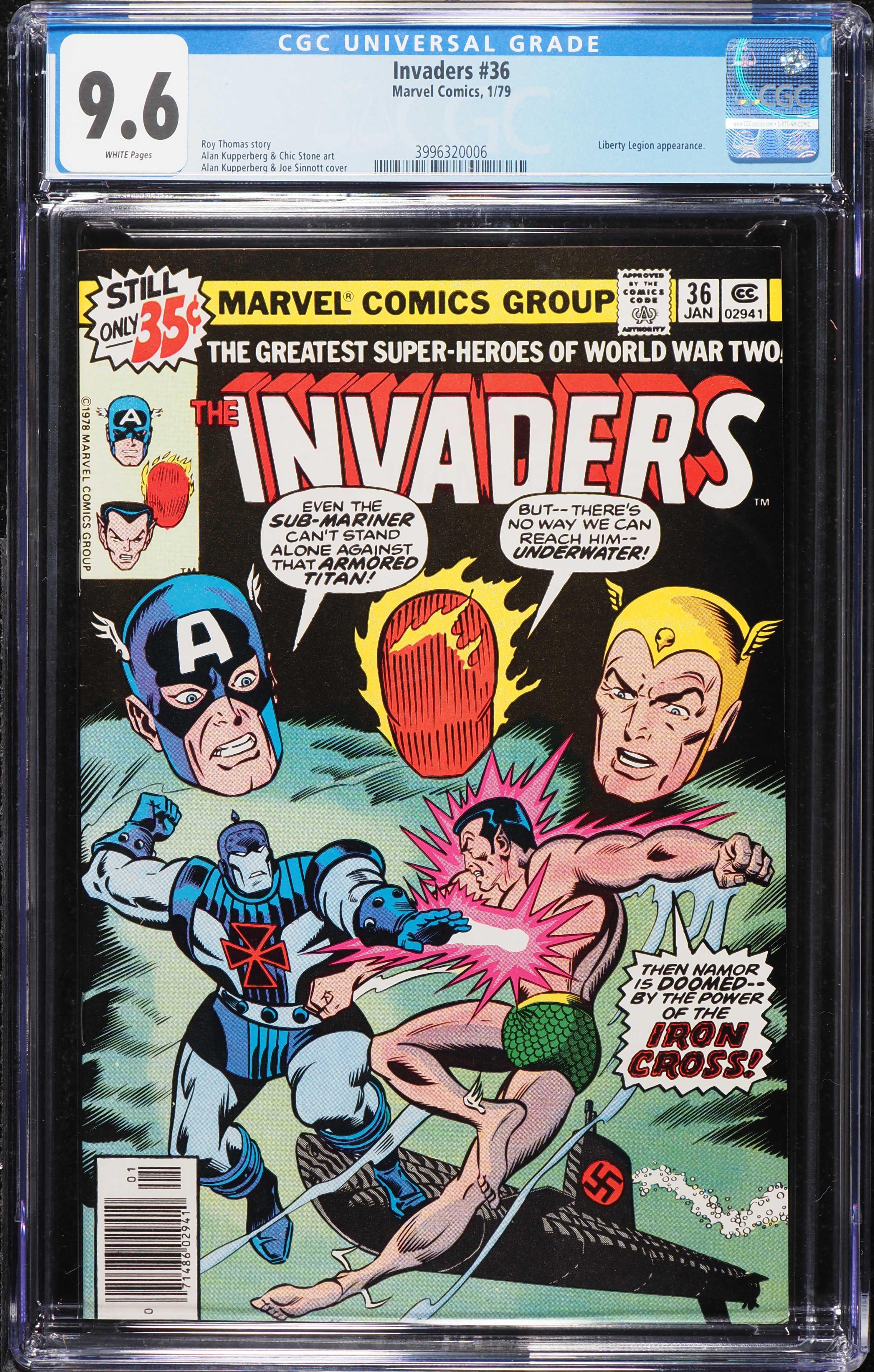 Invaders #36 (Marvel, 1979) CGC 9.6 White Pages