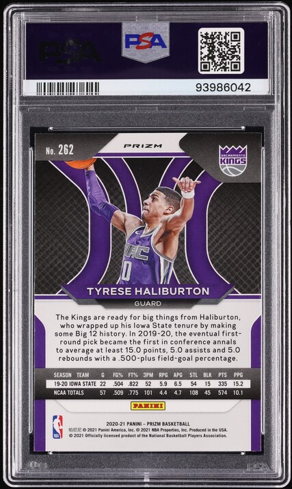 2020 Panini Prizm Red Ice Tyrese Haliburton ROOKIE #262 PSA 10 GEM MINT