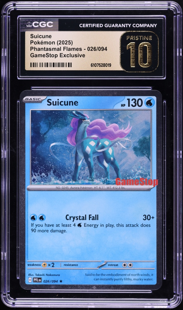2025 Pokemon Mega Phantasmal Flames GameStop Exclusive Suicune #26 CGC 10 PRISTINE