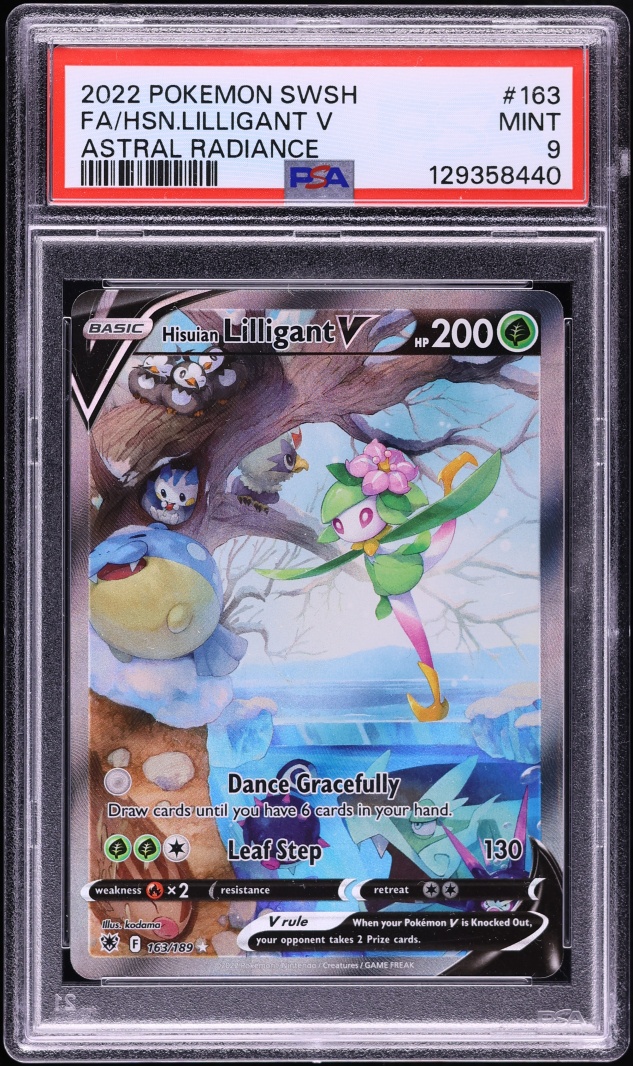 2022 Pokemon Sword & Shield Astral Radiance Full Art Hisuian Lilligant V #163 PSA 9 MINT