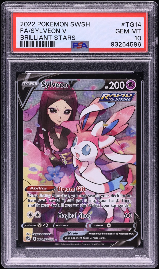 2022 Pokemon Sword & Shield Brilliant Stars Full Art Sylveon V #TG14 PSA 10 GEM MINT