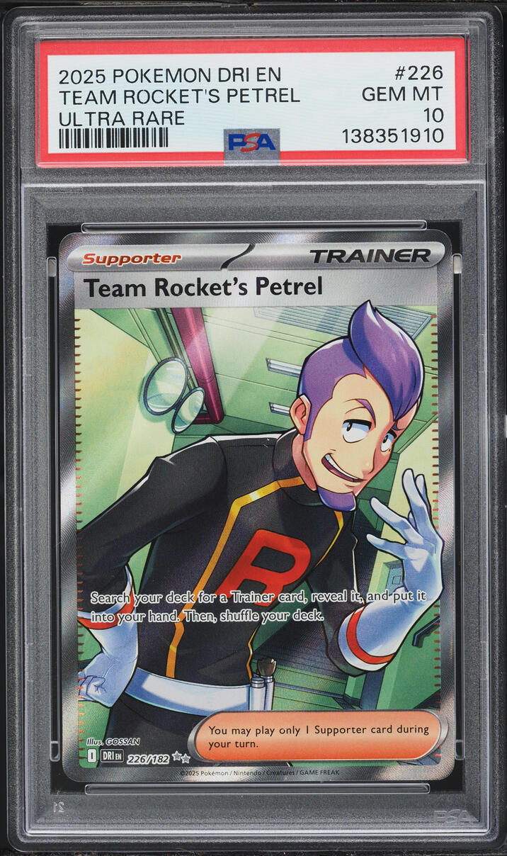 2025 Pokemon Scarlet & Violet Destined Rivals Full Art Team Rocket's Petrel #226 PSA 10 GEM