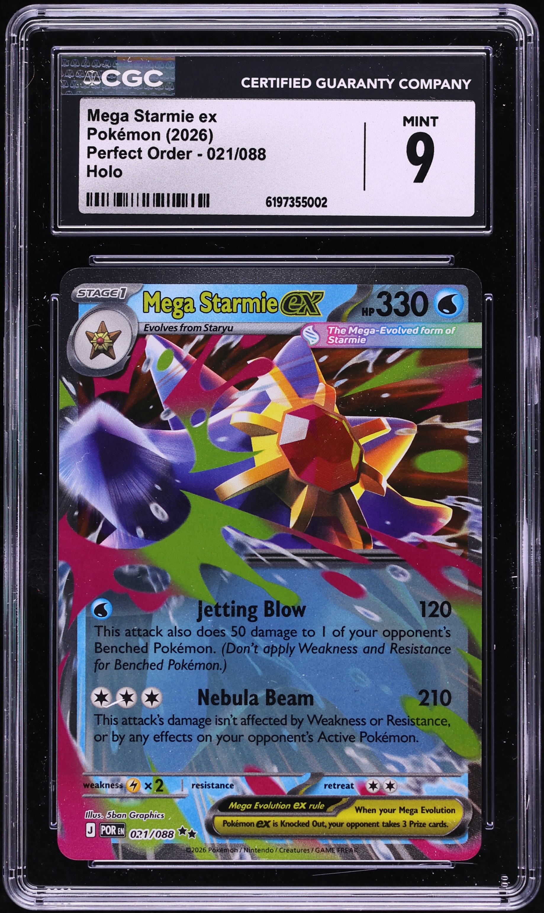2026 Pokemon Mega Evolution Perfect Order Holo Mega Starmie ex #21 CGC 9 MINT