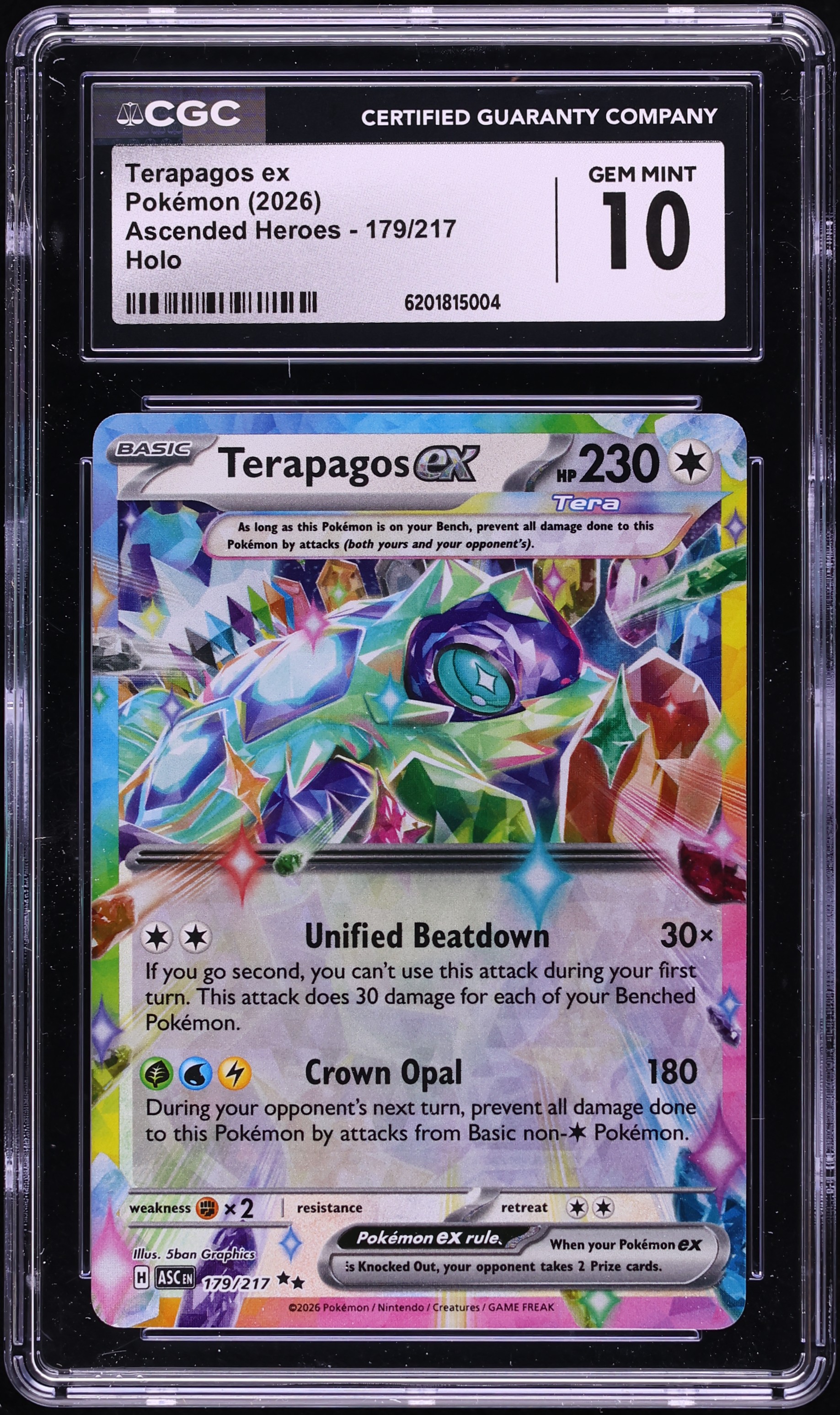 2026 Pokemon Mega Evolution Ascended Heroes Holo Terapagos ex #179 CGC 10 GEM MINT