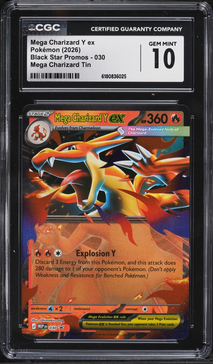 2026 Pokemon Mega Evolution Black Star Promo Tin Mega Charizard Y Ex #30 CGC 10 GEM MINT