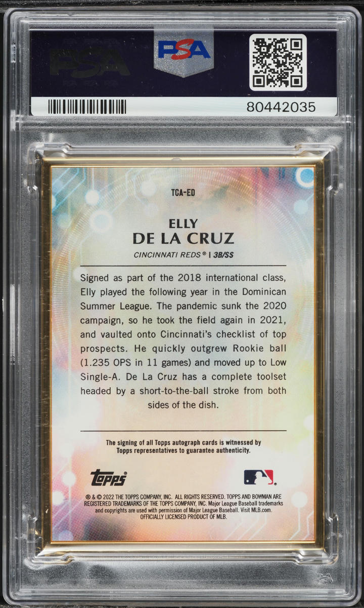 2022 Bowman Transcendent Collection Elly De La Cruz AUTO /20 #ED PSA 9 MINT