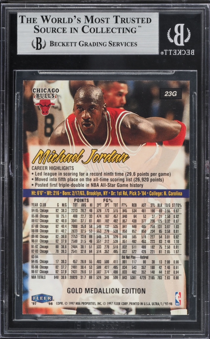 1997 Ultra Gold Medallion Michael Jordan #23 BGS 9 MINT - Photo 2