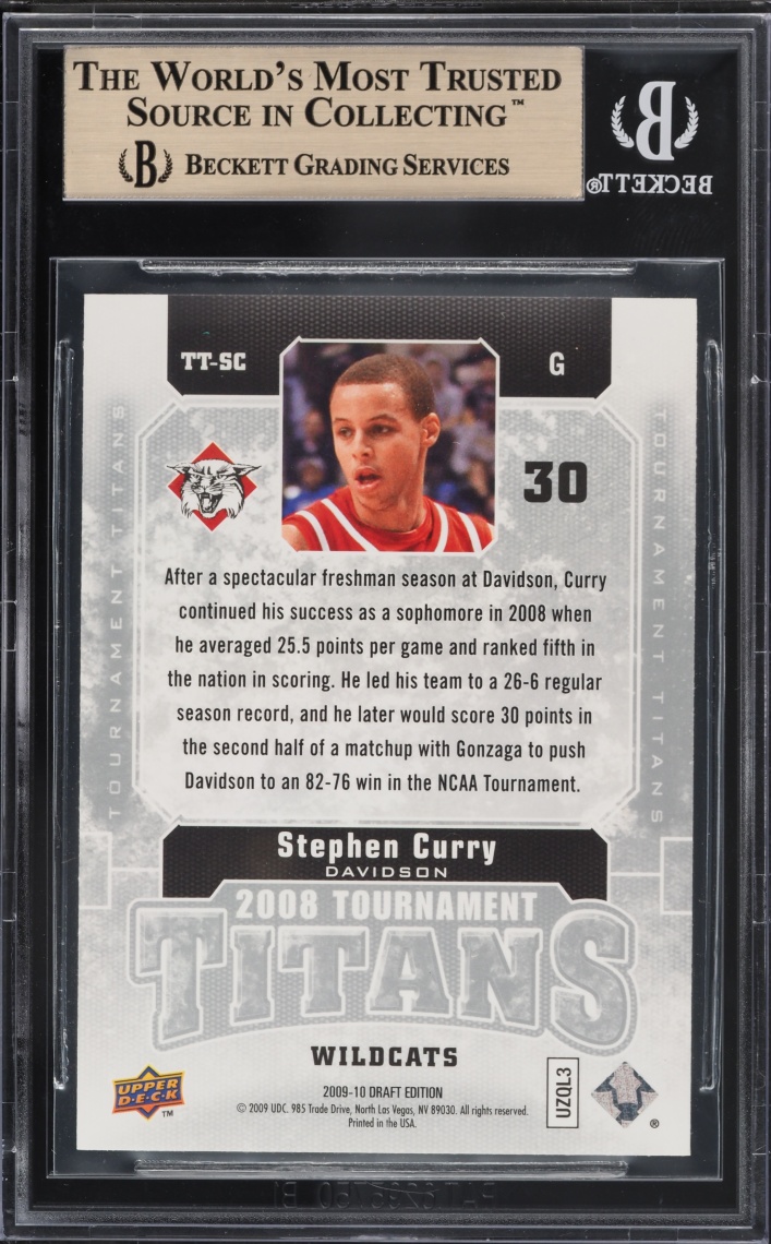 2009 Upper Deck Draft Edition Tournament Titans Stephen Curry ROOKIE #TT-SC BGS 9.5 GEM MINT - Photo 2