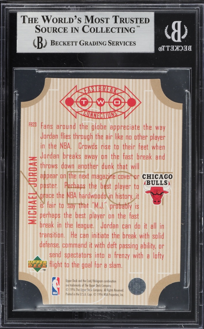 1996 Upper Deck Fast Break Connections Die-Cut Michael Jordan #FB23 BGS 9 MINT - Photo 2