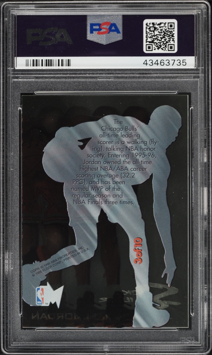 1995 Metal Slick Silver Michael Jordan #3 PSA 9 MINT - Photo 2