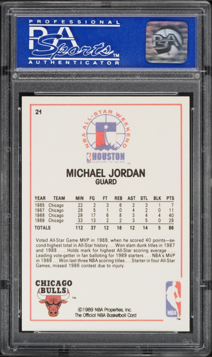 1989 Hoops Michael Jordan ALL-STAR #21 PSA 9 MINT - Photo 2